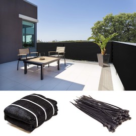 ShadeMart 8' x 12' Black Fence Privacy Screen Windscreen Shade Fabric Cloth HDPE, 90% Visibility Blockage, with Grommets, Heavy Duty Commercial Grade, Cable Zip Ties Included (We Customize Size)