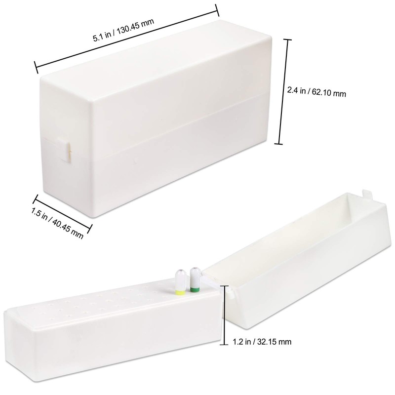 30 Holes White Rectangle Nail Drill Bit Holder Stand Display
