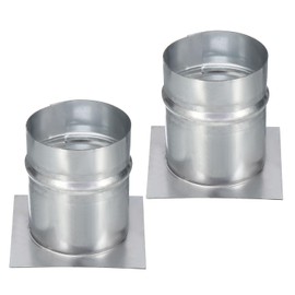 PATIKIL 3" Duct Connector Flange, 2pcs Galvanized Air Ducting Mounting Plate Dryer Vent Chimney Top Plate Square to Round for Heating Cooling Ventilation HVAC Exhaust Fan Systems, 4"x4"