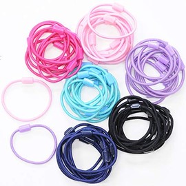 MYmama Hair Elastic Hair Accessories with Base Part Handmade (60 Mixed Colors x 10 Each Piece))