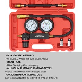 Cylinder Leak Down Tester Automotive - Dual Gauge Engine Cylinder Leakage and Head Gasket Diagnostic Tools
