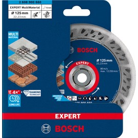 Bosch Professional 1x Expert MultiMaterial Diamond Cutting Disc (for Concrete, Ø 125 mm, Accessories Small Angle Grinder)