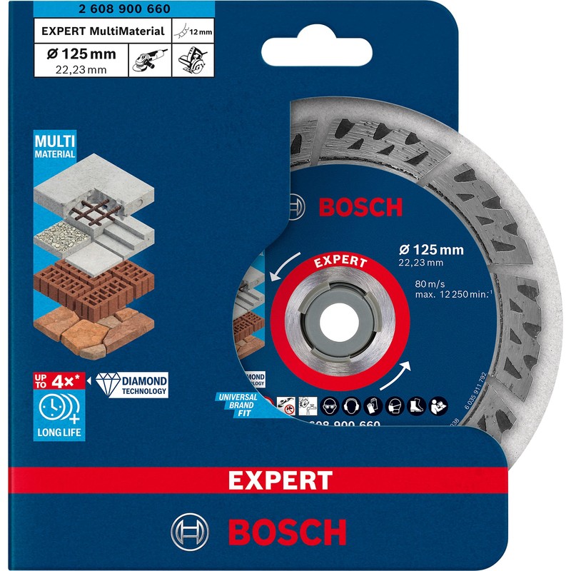 Bosch Professional 1x Expert MultiMaterial Diamond Cutting Disc (for Concrete,
