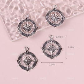 AUEAR, 20 Pack Compass Charm Pendants for DIY Jewelry Making Necklace Craft