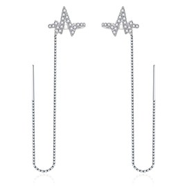 925 Sterling Silver Moissanite Threader Earrings for Women, D Color VVS1 Diamond Earrings, Chain Earrings for Women. Birthday, Anniversary, Valentine's Day, Mother's Day Gifts for Women, Girls,