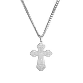 VASSAGO Bud Cross Necklace Stainless Steel Christian Charm Pendant Key Chain Women Men Car or Bag Accessories Easter Jewelry Gift (Steel-Necklae)