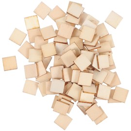 NUOBESTY 100Pcs 10mm Square Wood Slices, Unfinished Timber Pieces for DIY Crafts, Painting, Home Decor, Wedding Ornaments, and Art Projects