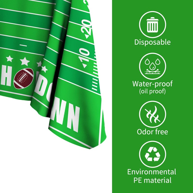 Gatherfun Football Theme Party Disposable Tablecloth Plastic Touchdown Table Cover