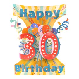 SANTORO Swing Card, 3D Pop Up Greeting Card - 30 - Happy Thirtieth Birthday | Thirty | For Her, For Him, Birthday Celebration, Congratulations, BDAY, Party