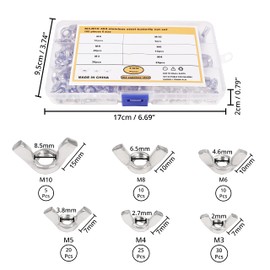 Belle Vous 100 Pieces Butterfly Wing Nut Assortment Kit - Metric M3, M4, M5, M6, M8 and M10 Thread Sizes - 304 Stainless Steel Fastener Screw Parts - Silver-Toned Wing Nut Tools for DIY