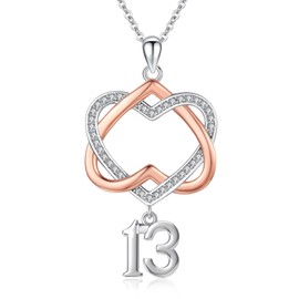 Twoowl 13/16/18/21/30/40/50/60/70/80 Years Old Birthday Necklace Gifts 925 Sterling Silver Heart-Shaped Pendant Jewellery Gift for Birthday, Anniversary, Valentine's Day to your favourite person,