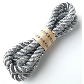 Twist Twisted Cord (Cord) Wrapping Lace and Drawstring Lace, a Set of Silver Glitter approx. 4.8 mm S3. Gray 3 m (5311 – 5)