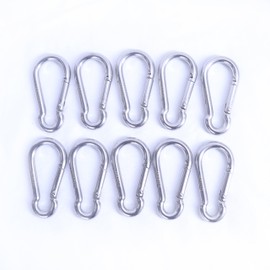 HIGOOD 2inch 304 Stainless Steel Carabiners Heavy Duty,Spring Snap Hook, Locking Climbing Caribiners Clips for Gym, Keychains, Outdoor Camping and More, 10PCS