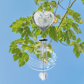 Wind Chimes 3D Heart Patio and Garden Decor Outdoor Art Outside Decorations，Lawn Hanging Wind Chimes Craft Decorative Gift Women Mom Grandma Wife (Heart)