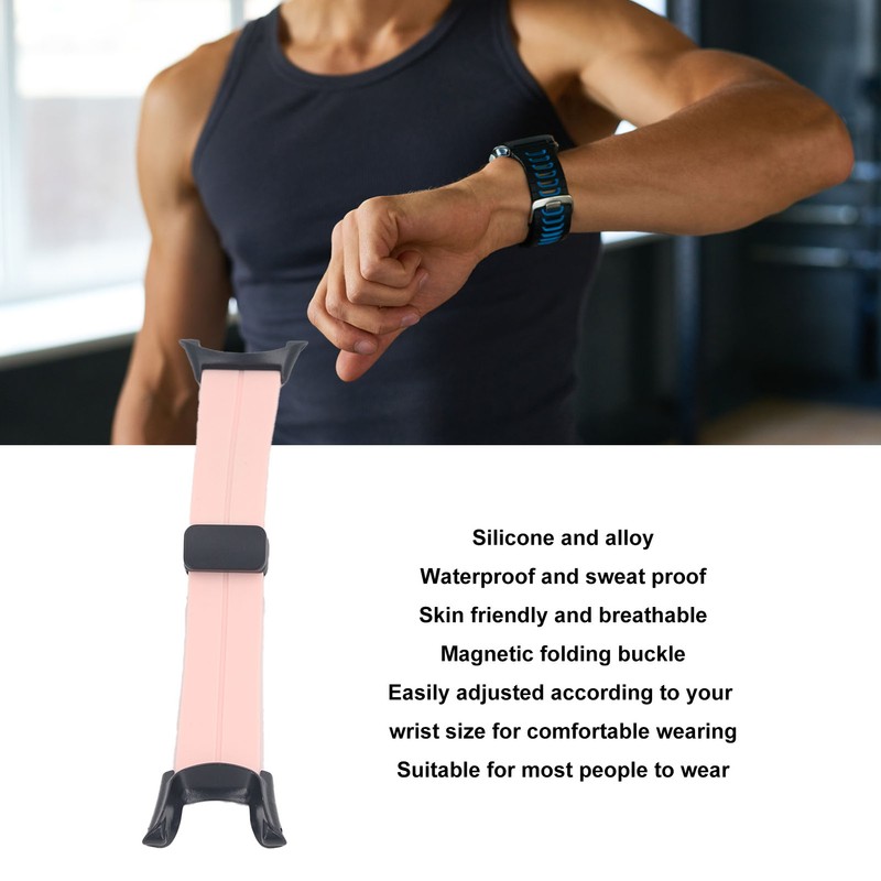 Silicone Watch Strap Waterproof Magnetic Folding Buckle Replacement Watchband for