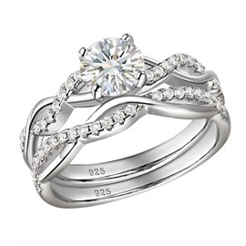 SHELOVES Infinity Engagement Wedding Ring Set White Round Cz for Women 925 Sterling Silver Size Sz 9