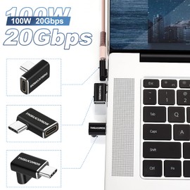 Thsucords 90 Degree USB C Adapter, USB Type C 3.2 100 W 20 Gbit/s Male to Female Right Angled Extension Port, 4K@60Hz Video Extender for Steam Deck, Switch, MacBook