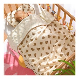 Baby Summer Blanket Polka Dot Pattern Breathable Baby Cooling Blanket Skin Friendly Soft Multifunctional Toddler Nursery Stroller (Little Bear)