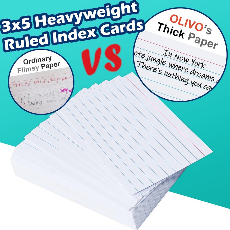 Index Cards 3x5 Lined Ruled Flash Note Cards 3" x