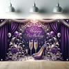 Saoplasa Birthday Backdrop 71 x 43 Inch Happy Birthday Purple