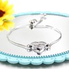 JunyiDIY Heart-shaped Mountain Mustard Seed Charm Adjustable Bracelet Silver Box