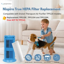 Nispira 1-pack TPP220F TPP220 Filter Replacement Compatible with Envion Therapure Air Purifier TPP220, TPP220H & TPP220M True HEPA Activated Carbon - 12.5” x 4.35” x 2.1”