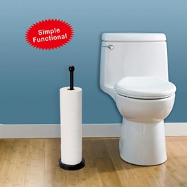 Wismay Toilet Paper Holder Stand for Max 5 Paper Rolls, Freestanding TP Holder, Paper Roll Storage for Bathroom, Stainless Steel - Black