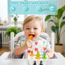 Miaowoof Silicone Popsicles Molds for Toddlers, 6-Cavity Non-BPA Premium Silicone Small Popsicle Molds, Ice Pop Mold with 6 Colorful Reusable Sticks for Kids (White)