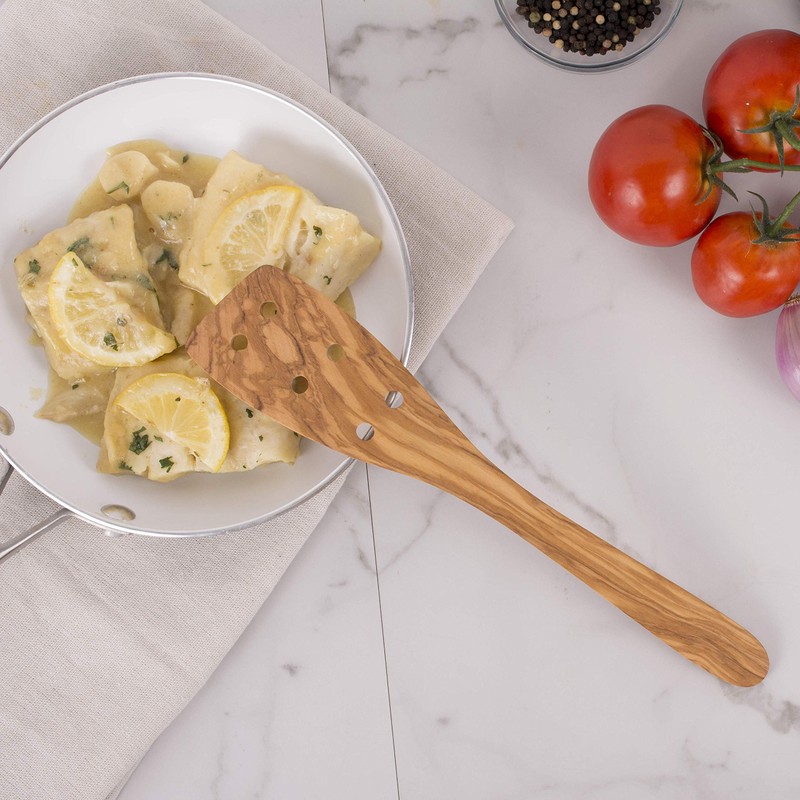 Eddingtons Italian Olive Wood Pierced Spatula, 12-Inch