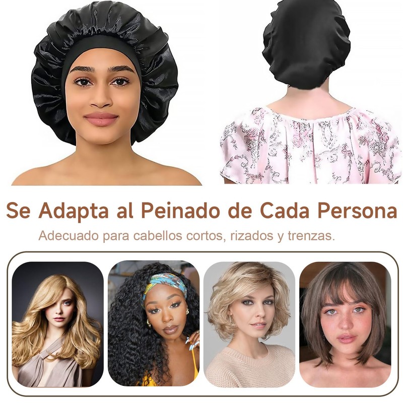 QianMu 4 Piezas Gorro de Seda para Dormir con 100