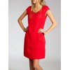 Caspar SKL020 Women's Knee-Length Summer Linen Dress with Elegant Metal