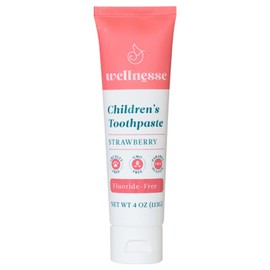 Wellnesse Children’s Toothpaste - Fluoride Free Natural Flavored Toothpaste for Kids and Toddlers - Strawberry - 1 Tube, 4 oz - Made with Hydroxyapatite, Calcium Carbonate, and Aloe Vera