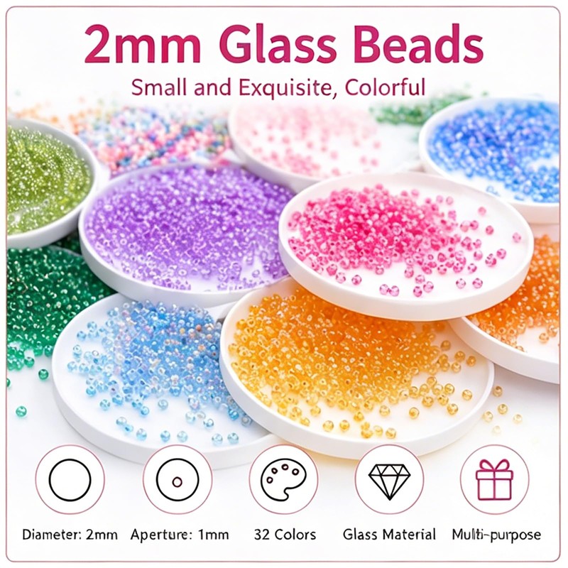 2100Pcs Glass Beads 2mm Round Seed Beads for Jewelry Making