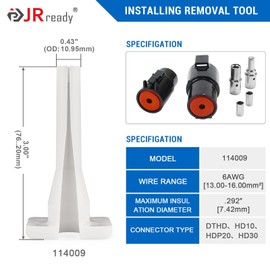 JRready ST5329 Deutsch Contact Removal Tool, Size 4 Solid Contacts 6 AWG Pin Extractor Tool, 114009 Suitable for Deutsch HD10/HDP20/HD30/DTHD/Jiffy Splice Series Connector, 2PCS Extraction Tools