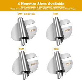 Dtoterul Pack of 4 Sewing Machine Accessories Rolled Hem Presser Foot, Rolled Hem Foot for Sewing Machine, Sewing Machine Accessories, Stainless Steel Sewing Rolled Hem Presser Foot, for Home Sewing