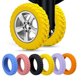 Rosaerpy New Upgrade Luggage Wheel Covers 8 Pieces Carry On Luggage Wheel Protectors 8 Pieces to Prevent Wear and Tear Reduce Noise for Suitcases with Wheels (Yellow)