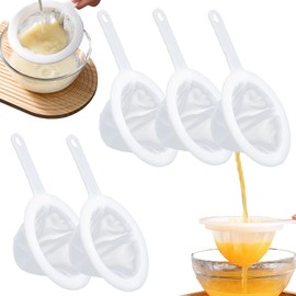 Pack of 5 Fine Kitchen Sieve Fine with Handle Filter Plastic Strainer Comfortable and Non-Slip Kitchen Strainer Ultra Fine Hair Strainer for Filtering Juice Milk Coffee Wine