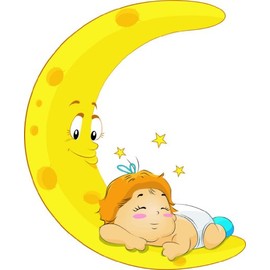 Design With Vinyl Artwork Baby Baby Sleeping on Happy Moon Wall Decal for Children - Represents Happiness Contentment, Peace of Mind Themed Décor - Size: 11 in x 18 in