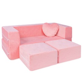 Milliard Kids Couch - Modular Kids Sofa for Toddler and Baby Playroom/Bedroom Furniture (Pink) with Bonus Pillow
