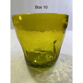 Blenko Vintage Blenko 11 Oz Flat bottom hand blown Tumblers. fluorescent Green/yellow.