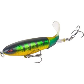 Green Lure Bait Propeller Fishing Bass with Topwater Floating Rotating Tractor Tail Artificial Hard Bait Fishing Lures Swimbaits Slow Sinking Hard Lure 3D Eyes Fishing Topwater Lures