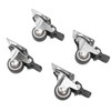4Pcs Small Caster Wheels 1in Diameter Steel Rubber Rotating Locking