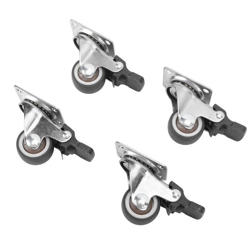 4Pcs Small Caster Wheels 1in Diameter Steel Rubber Rotating Locking