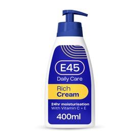 E45 E45 Rich Cream with Vitamin C +E for Dry to Very Dry Skin 400ml. Intense Moisturisation with Evening Primrose Oil C Body Face Hand Cream for Long-Lasting Moisturisation and Soft Skin