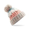 Beechfield Unisex Adults Corkscrew Knitted Pom Beanie Hat, Multicolour (Milkshake