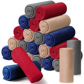 24 Packs Fleece Throw Blanket Soft Warm Lightweight Fleece Blanket Cozy Throw Bulk Blanket for Bed Couch Sofa Home Office Wedding Gifts Suitable for Seasons, 50 x 60 Inches (Morden Color)