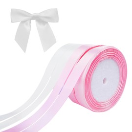 Zythrem 4 Rolls Satin Ribbon, 15 mm x 23 m Satin Ribbon White Gift Ribbon Pink, Ribbon White for Wedding, Satin Ribbon Pink for Gift Wrapping, DIY Bow, Crafts, Birthday Decoration
