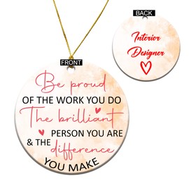 SHINFAM Interior Designer Ornament Ceramic for Christmas Tree Decorative, Interior Designer for Women Men, Funny Xmas Tree Hanging Ornament Round Ceramic Present Home Décor