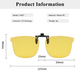 LJCZKA Polarised Sunglasses Clip Men Women Sunglasses with Clip for Glasses Wearers Polarised Clip on Sunglasses UV Protection, yellow