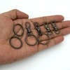 50pcs Gun Black Swivel Snap Hooks with Split Key Rings
